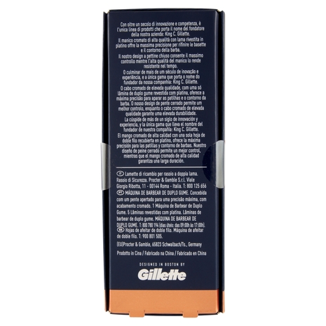 King C. Gillette Rasoio di Sicurezza Uomo Manico + Lame di Ricambio per Rasoio da Uomo 5 Ricariche